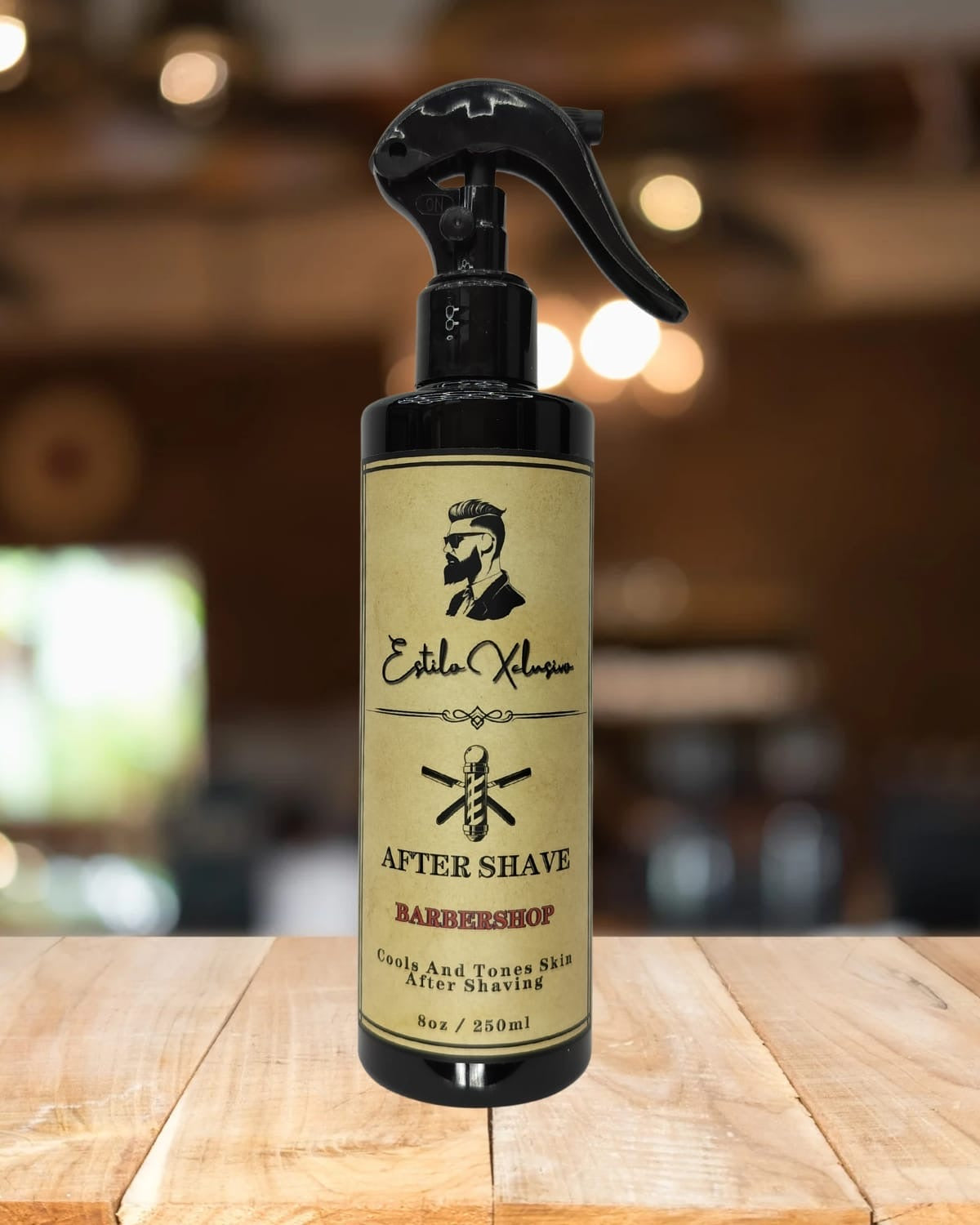 Estilo Exclusivo Barbershop After Shave – 8oz spray bottle, cooling and toning formula for men’s skin after shaving.